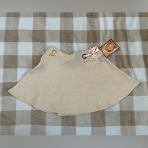 Vintage Victorian Rose Hilary Duff Beige Flare Floral Gold Skirt with Bow Detail